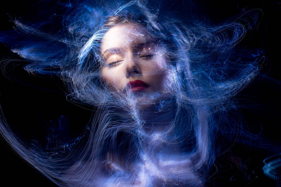 woman wrapped in energy